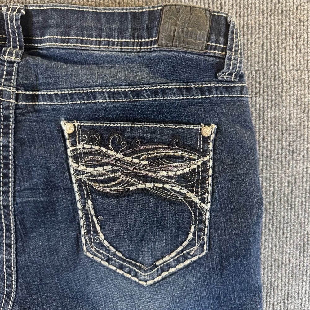 Love X Indigo Bootcut Jeans 12 Rhinestone Bling White Contrast Stitch Western